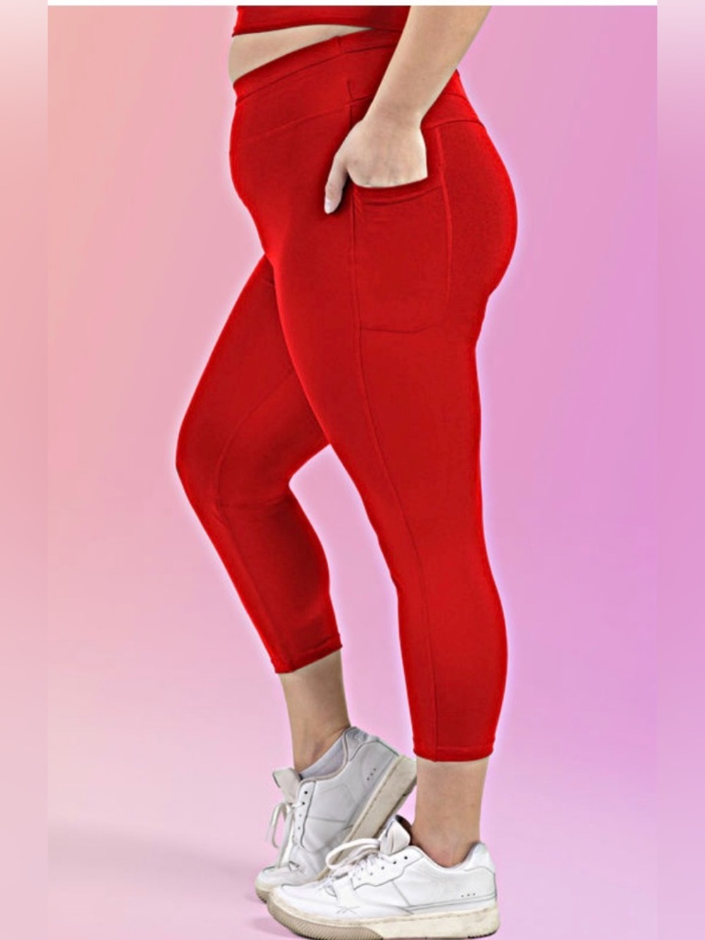 POP Fit Red Capri Leggings in size 4x - Picture 7 of 7